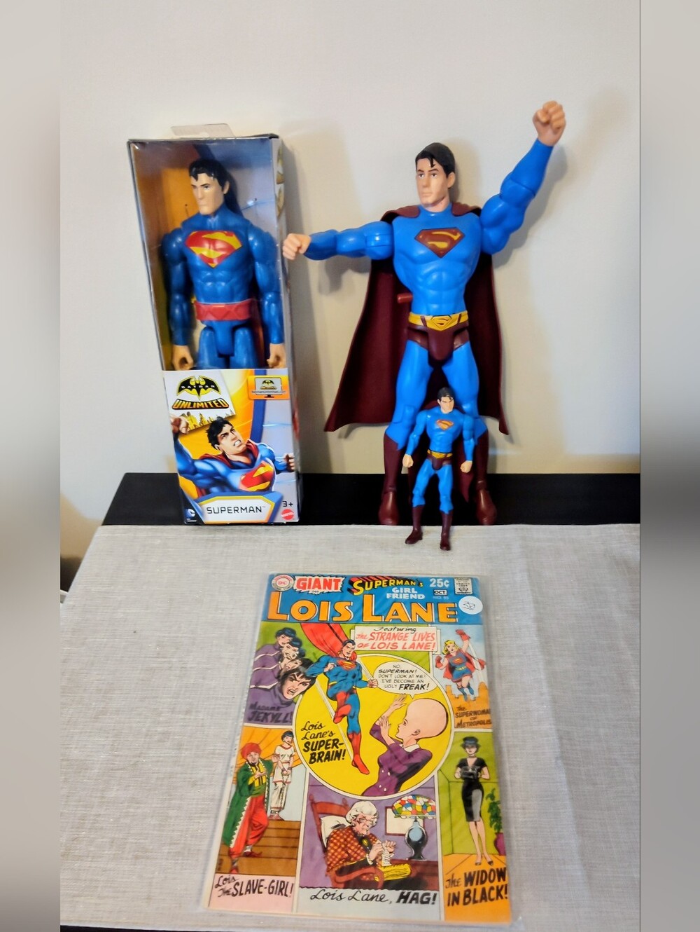 Superman toy lot and 1969 comic